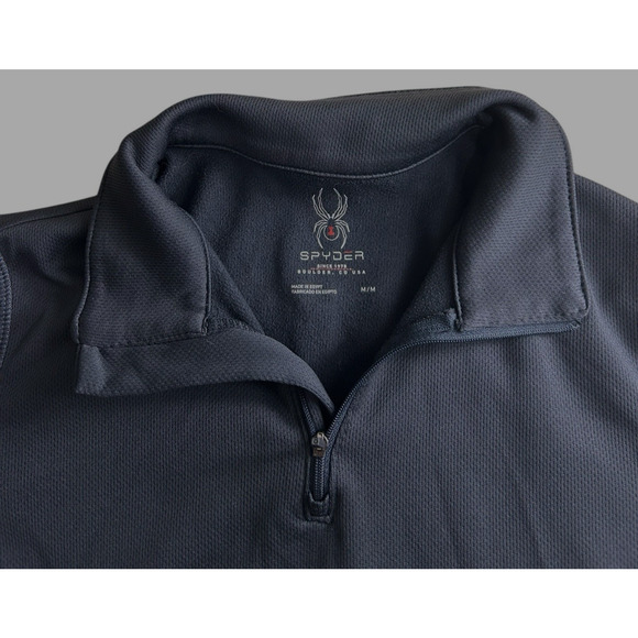 Spyder Black 1/4 Zip Performance Top Sz M Athletic Long-Sleeve Shirt Sports - Picture 3 of 8